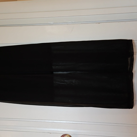 Semi-Formal Black Maxi Dress, Sheer Outer Layer, Front Slit, Sz M - Picture 5 of 13